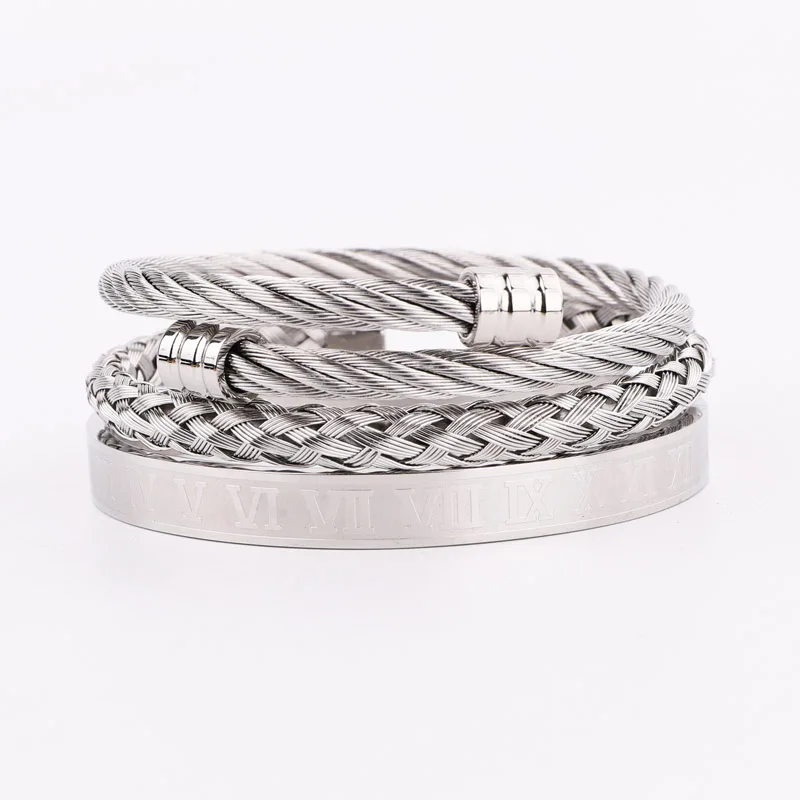 New Arrival High Quality Men Jewelry Bangle Bracelet Stainless Steel Roman Wire Twist Steel Bracelet Men - Image 4