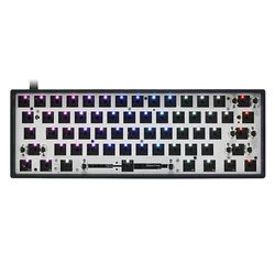 Gk61 gk61x 60% personalizado teclado mecânico rgb interruptor leds tomada de troca quente poderoso tipo software c pcb dividir barra de espaço