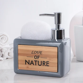 

"Nature" detergent dispenser with sponge holder, gray