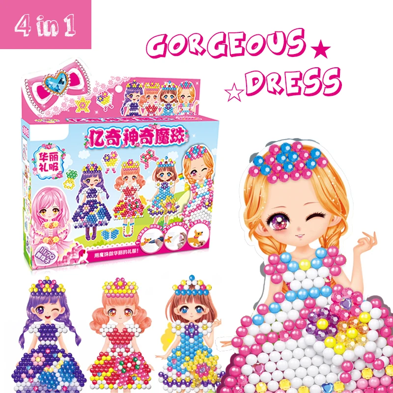 Toys Aqua-Beads Water-Spray Educational-Toys DIY Girl Kids 3D for Gift Wedding-Dress