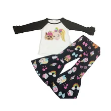 Новое поступление, комплекты одежды для девочек moody cow модная летняя футболка+ штаны с колокольчиками комплекты из 2 предметов одежда для детей gxj