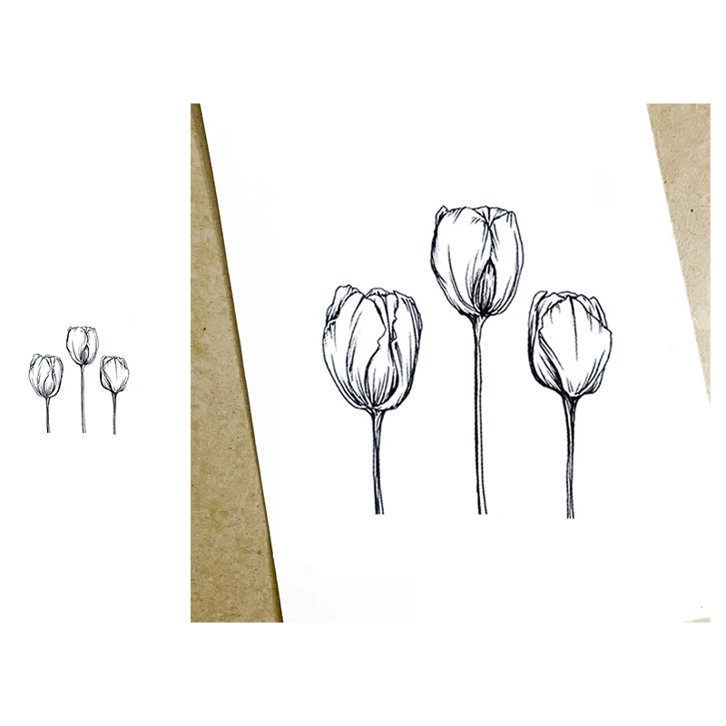 

3pcs Flowers Bud Clear Rubber Stamps for DIY Scrapbooking Card Transparent Stamp Making Photo Album Crafts Handmade Decoration