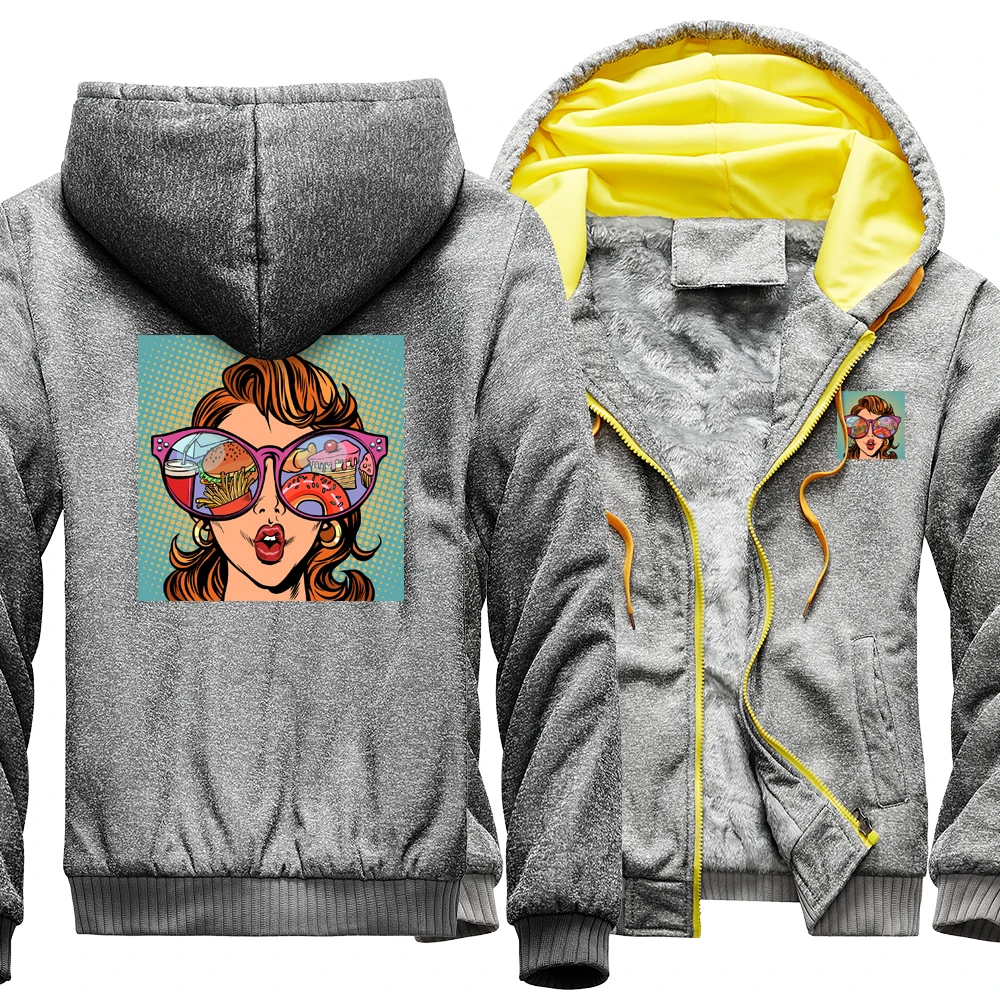 

Hello Pop Character Prints Man Hoody Pocket Fleece Hoodies Cardigan Cardigan Sweatshirts Winter Thicken Jacket Hoodie for Men