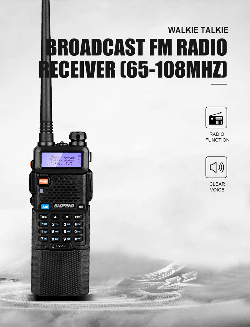 8W High Power Baofeng UV-5R Walkie Talkie Amateur Radio Scanner VHF UHF CB Radio Comunicador USB Woki Toki 3800mAh UV5R Hunting