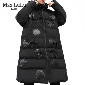 

Max LuLu 2020 New Korean Luxury Clothing Ladies Vintage Pu Coats Womens Vintage Black Warm Winter Jackets Hooded Padded Parkas