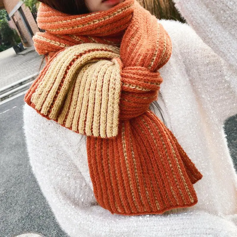 Women Winter Scarves And Wraps Knitting Wool Scarves Knitted Thicken Warm Cashmere Knitted Scarf For Women Pashmina Scarf