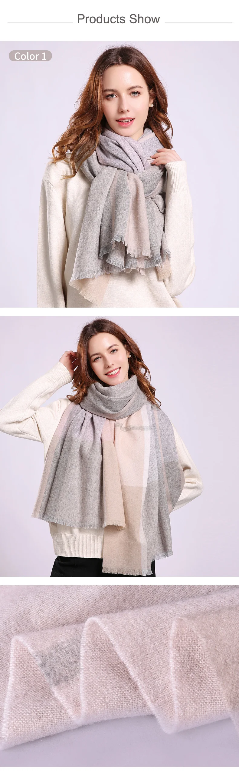 Winter Wool Scarf Women Plaid Shawls and Wraps for Ladies Pashmina Foulard Femme Warm Cashmere Echarpe Pure Wool Scarves