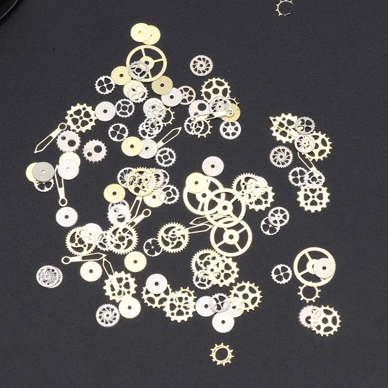 Electric Bike Gear Motor Gear Transmission Gear 120Pcs Mixed Steampunk Cogs Gear Clock Charm UV Frame Resin Jewelry Fillings DIY