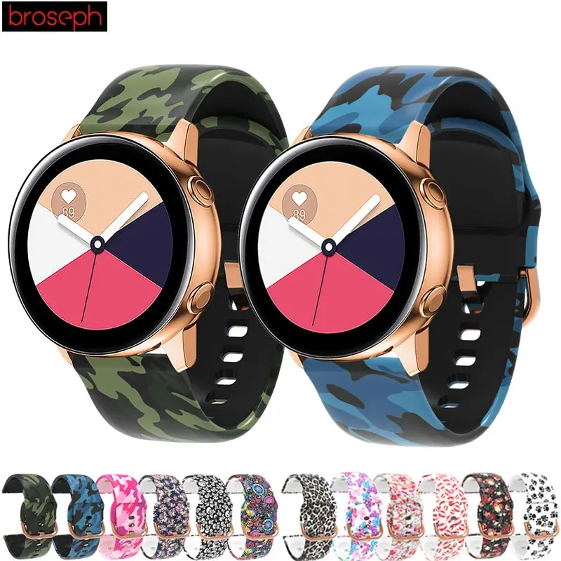 

20mm Watch Straps for Samsung Galaxy Watch Active Silicone Printed Straps Sprot Band Smart Watch Wristband Belt Bracelet