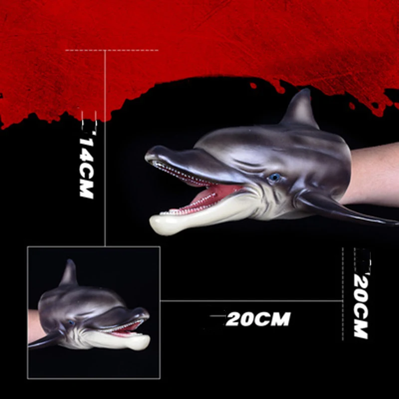 

20CM Lovely Dolphin Hand Puppets Gloves Show Finger Toys On Hand Dolls Role Play Puppets Animals kids Gifts Toys