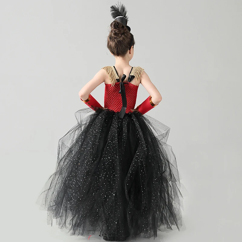 Full Length Sparkly Ringmaster Inspired Girls Tutu Dress Kids Birthday Party Pageant Halloween Costume Girl Circus Fancy Dress (9)