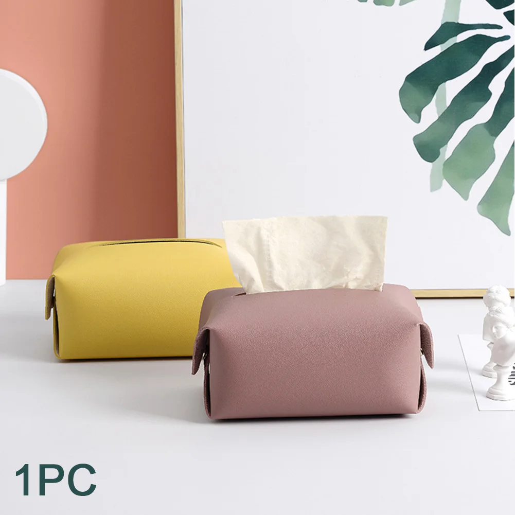 Pouch Paper Container Living Room Home Car Napkin Holder Tissue Box Table Hotel Desktop Office Faux Leather Organizer #734