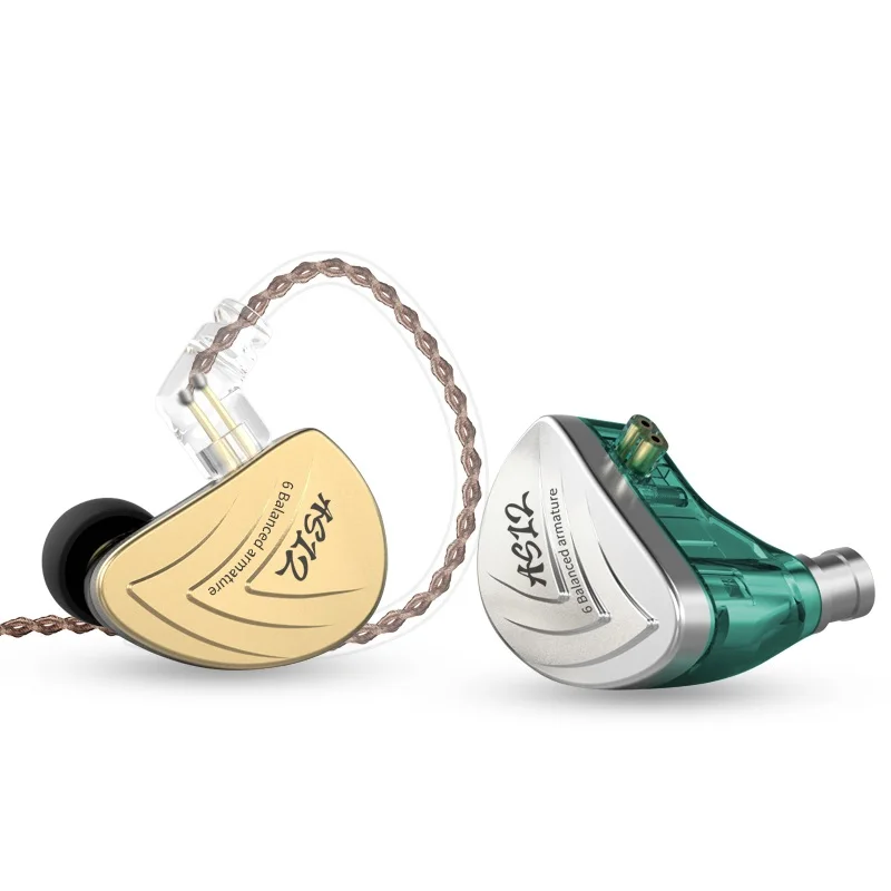 

KZ AS12 12BA Earphones Balanced Armature Drives HIFI Bass Earphone In-Ear Metal Monitor Level 3.5mm Wired Headphone 1.25m