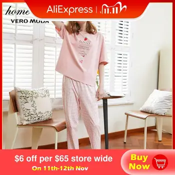

Vero Moda Women's Plaid Short Sleeves Household Homewear Suit Pajamas Sets | 3193TS506