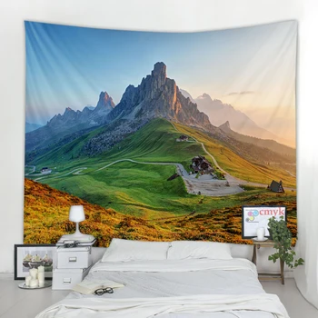 

Mountain rolling lake scenery tapestry art psychedelic wall hanging beach towel mandala decorative thin blanket yoga