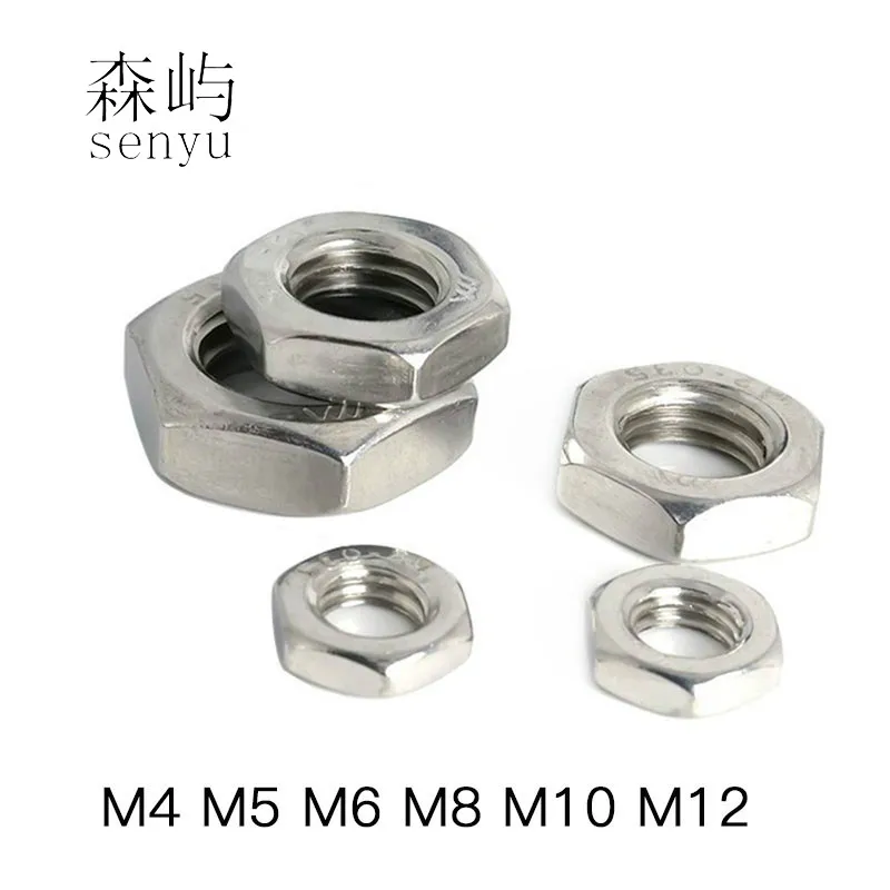 LUCHANG M4 M5 M6 M8 M10 M12 шестигранные тонкие гайки 304 из нержавеющей стали Шестигранная