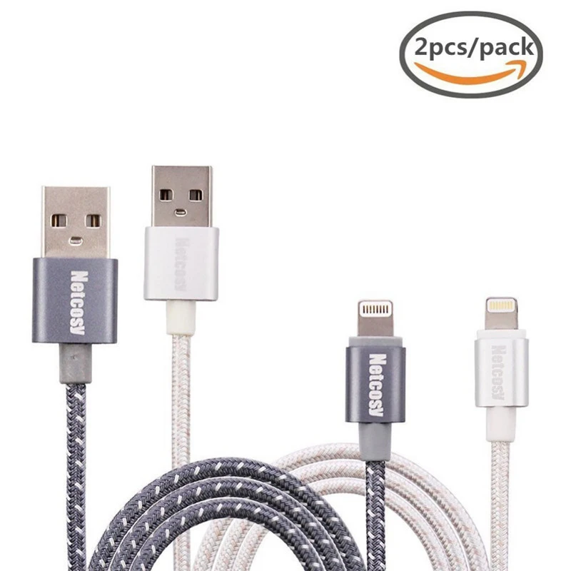 2 шт./упак. кабели для передачи данных 1 м USB кабель с нейлоновой оплеткой шнур MFI для быстрой зарядки с usb-портом, Зарядное устройство кабель для передачи данных для iPhone 7 для ipad mini планшеты Зарядное устройство кабель