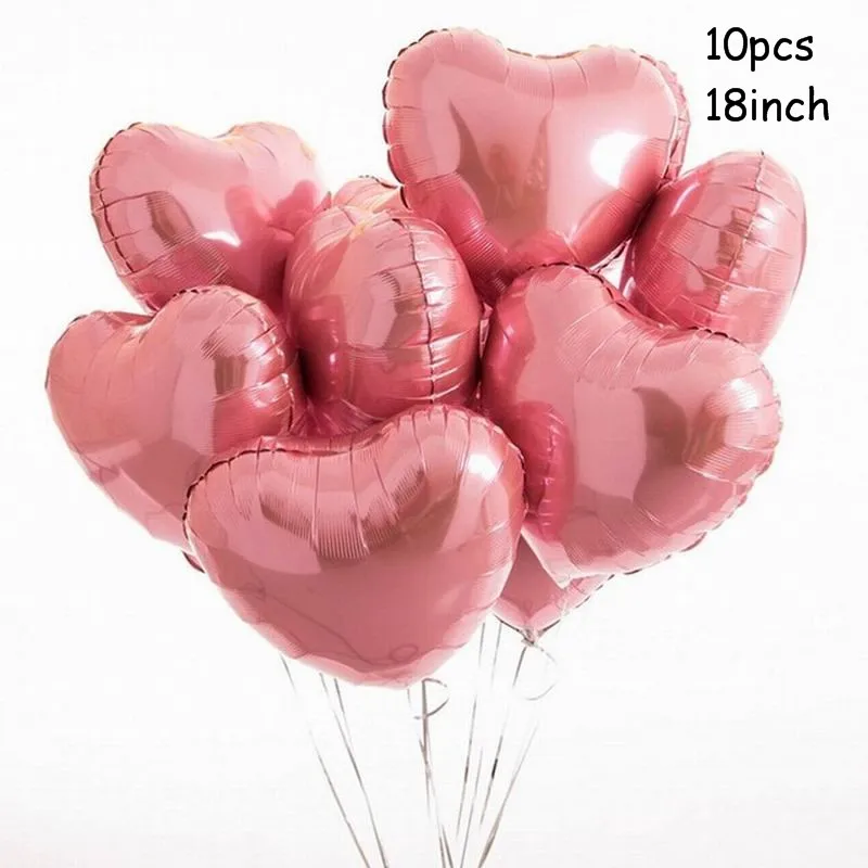 18inch pink 10pcs 10 шт./лот, 18 дюймов, розовое золото, сердце, фольга, шары, свадьба, день рождения, вечеринка, декор для детского душа, принадлежности, подарки на день Святого Валентина - Цвет: 18inch pink 10pcs