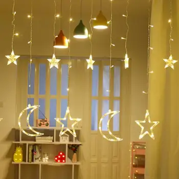 

Window Light 138 LED Stars Moons 2.5m/8.2ft Birthday Party Wedding Curtain String Light Decoration