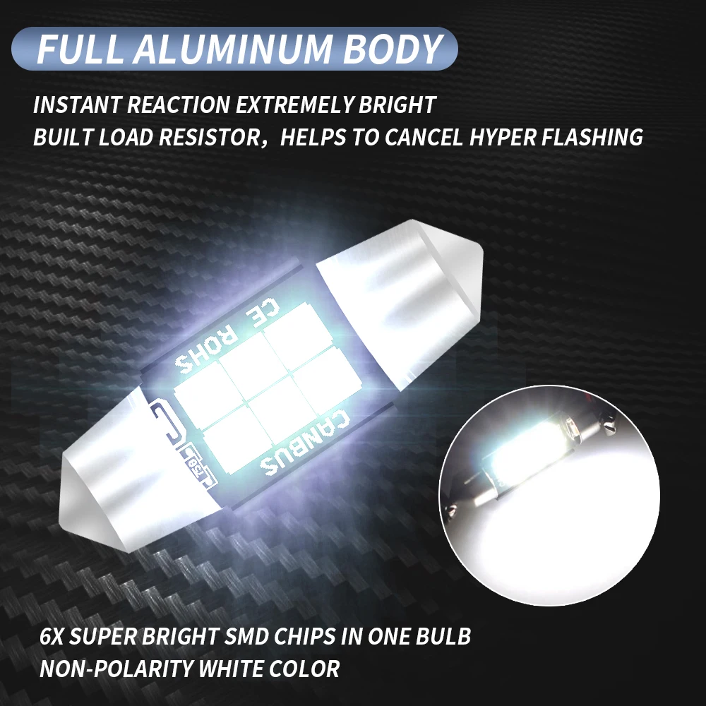 2шт 31mm-6SMD-3030 автомобильные лампочки для Чтения номерного знака Лампа высокой яркости 6000K украшение для автомобильной фары автомобильные лампочки