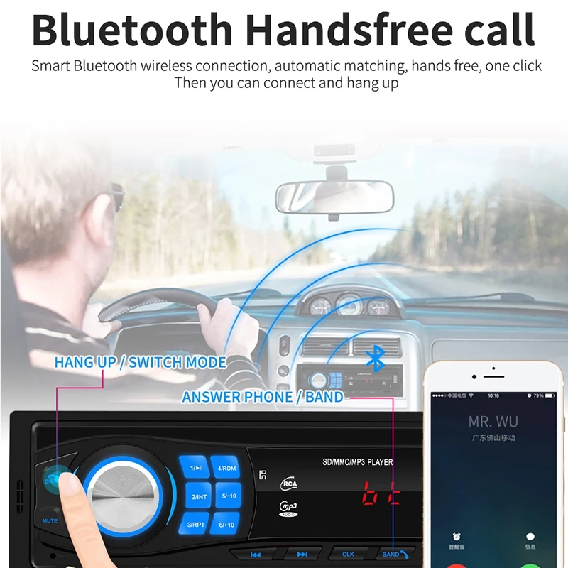 Автомагнитола 1 din автомобильный стерео MP3-плеер в тире головное устройство Bluetooth USB AUX FM радио