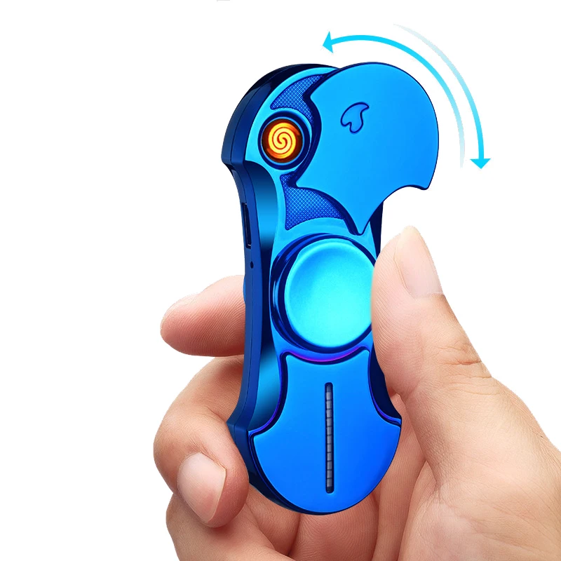 USB Вольфрам сигаретный прикуриватель, Зарядка Электрический ветрозащищенная Зажигалка креативная Индукционная разноцветными огоньками личность Спиннер