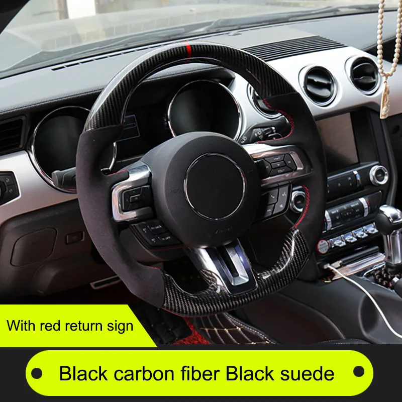 QHCP руль заказной углеродного волокна коровьей кожи замши для Ford Mustang автомобильные аксессуары Руль - Цвет: Style C