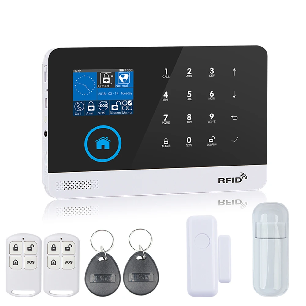 Wifi Gsm Home Alarm System Dual Network Alarm Controller Lcd Touching Display Wire Less Remote Control Home Security System Alarm System Kits Aliexpress