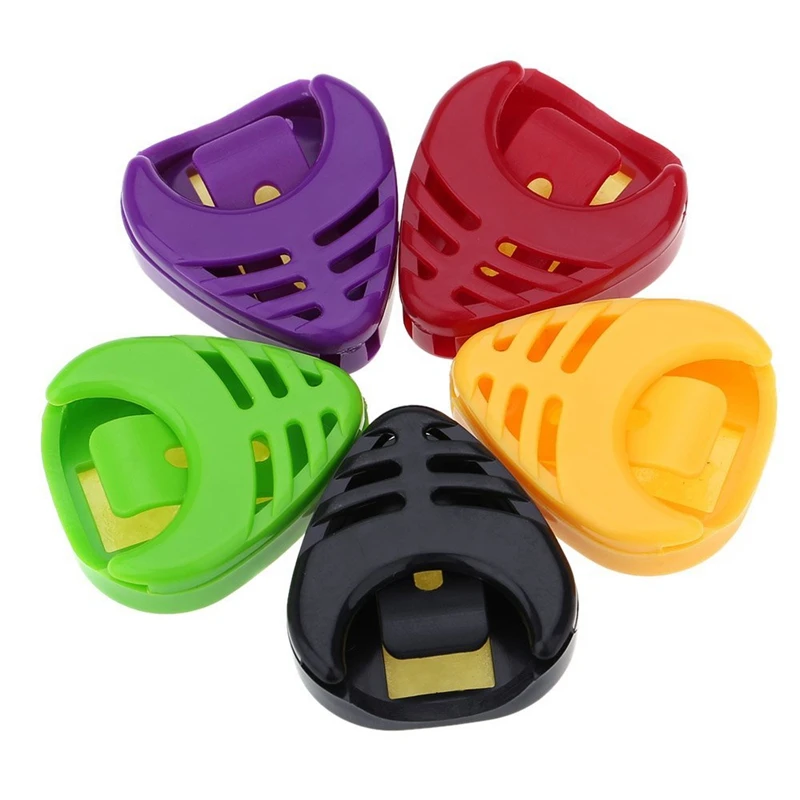 Plactic Heart-shaped Guitar Pick Plectrum Holder Cases 5pcs Sticky and Portable | Спорт и развлечения