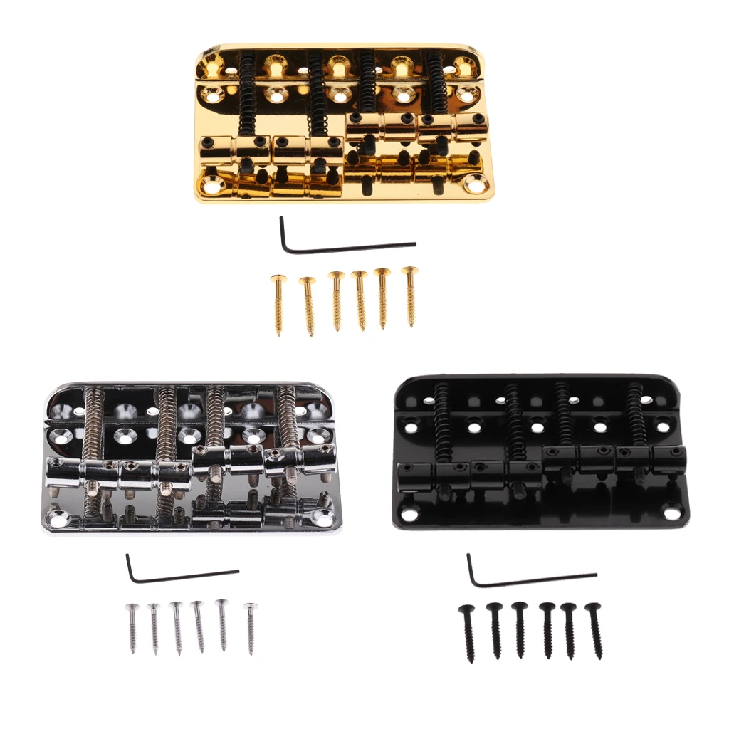 Practical DIY Zinc Alloy 4 String Bass Bridge with Screws Wrench Set Musical Instrument Accessory