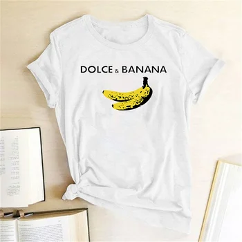 

Women Dolce & Banana Print T-Shirt O-Neck Harajuku Funny Tops Female 2020 Fashion Summer Casual Ladies T-shirts Plus Size 3XL