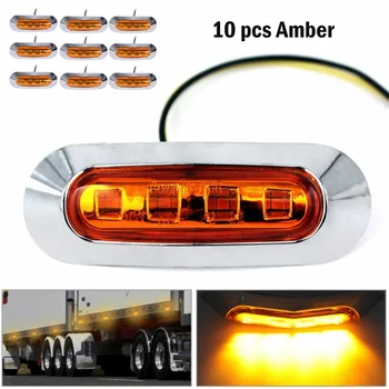 

New Arrival High Quality 10 Pcs Amber SMD 4 LED Truck Side Marker Light Clearance Lamp Trailer 12V 24V