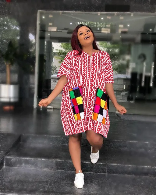 Mofe African Short Sleeve Loose Dress - Image 2