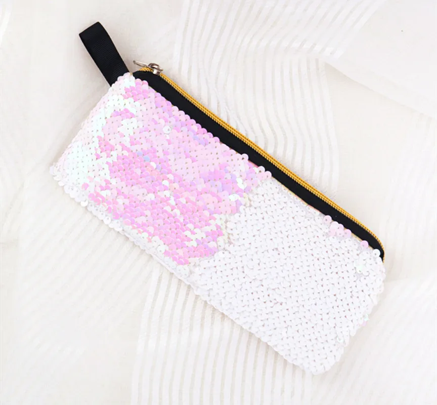 Новый двухсторонний чехол для карандашей с блестками девочек школьные