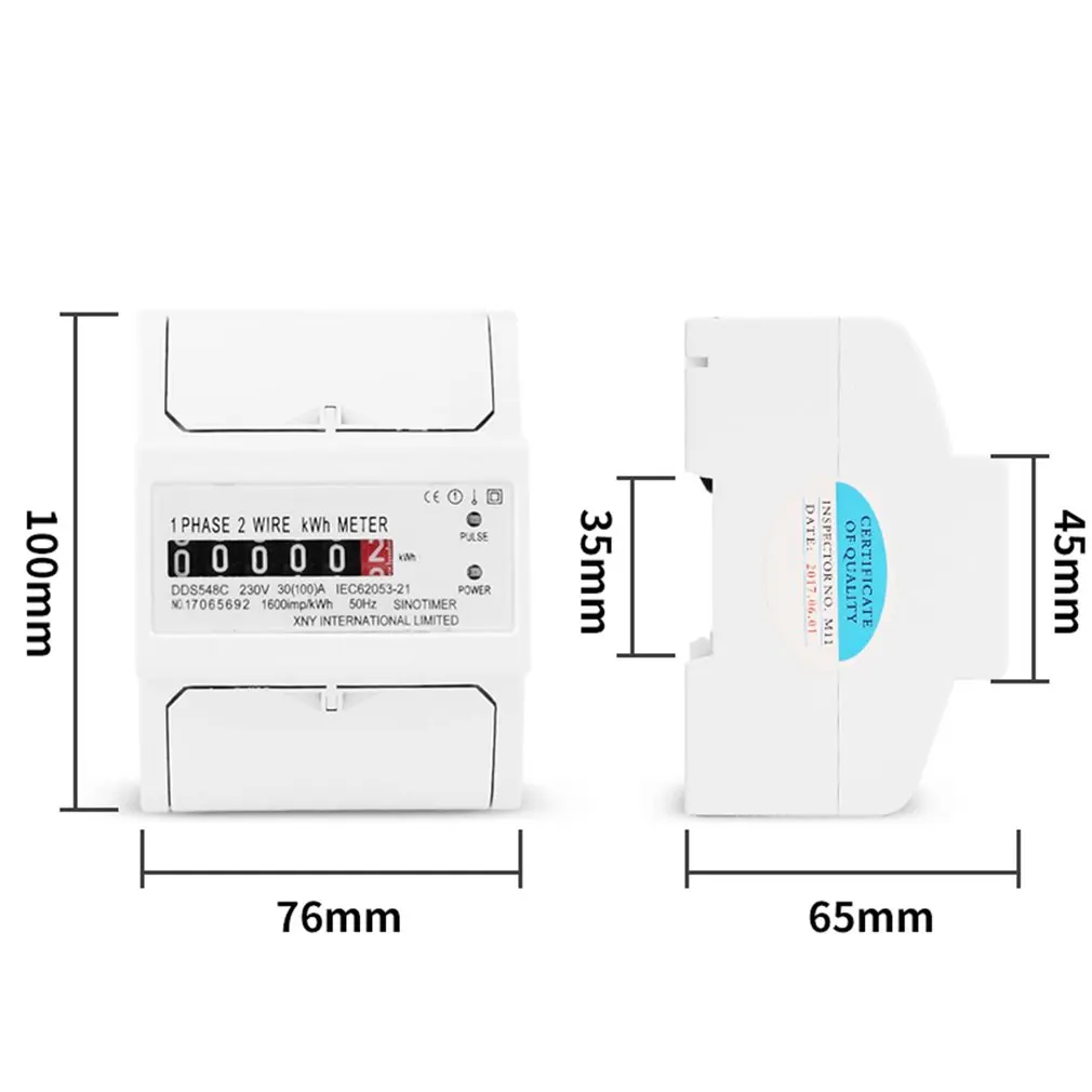 Однофазный счетчик энергии с 2 проводами, аналоговый кВтч 5-100A 230 В переменного тока 50 Гц, измеритель мощности, бытовой электрический din-рейку