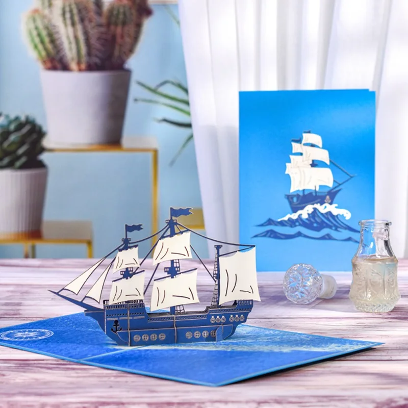 3D sailboat pop up greeting cards for kids dad fathers day graduation