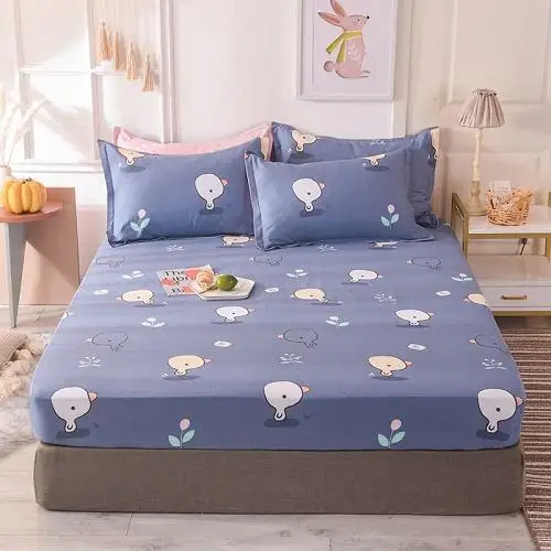 53 New Product 1pcs Cotton Printing bed mattress set with four corners and elastic band sheets - Цвет: wanghongya