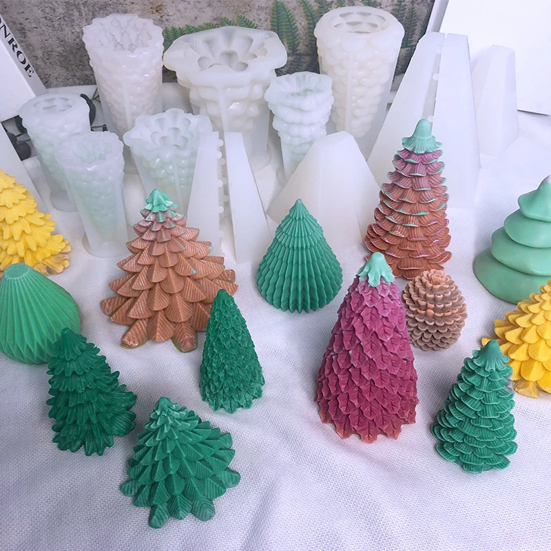 Pillar Christmas Tree Candle Molds Taper Silicone Mold Dinner Wax Silicone  Candle Mould Christmas Home Decor 