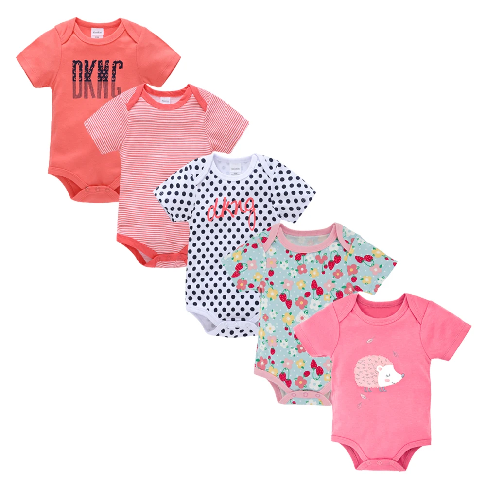 

2020 Newborn Bodysuit Cotton Baby Girl Boy Clothes Short Sleeve Outfit Cartoon body bebe menina 5Pcs/set body baby ropa de bebe