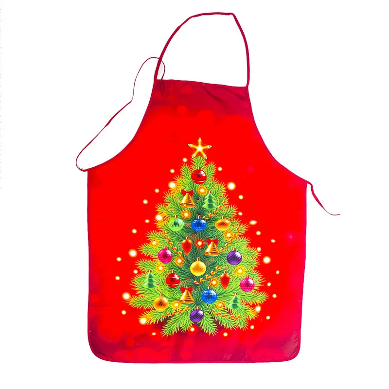 Kitchen Apron Christmas Wreath Santa Claus Xmas Tree Printing Adult Women Men Aprons Cooking Baking Apron Home Cleaning Tools