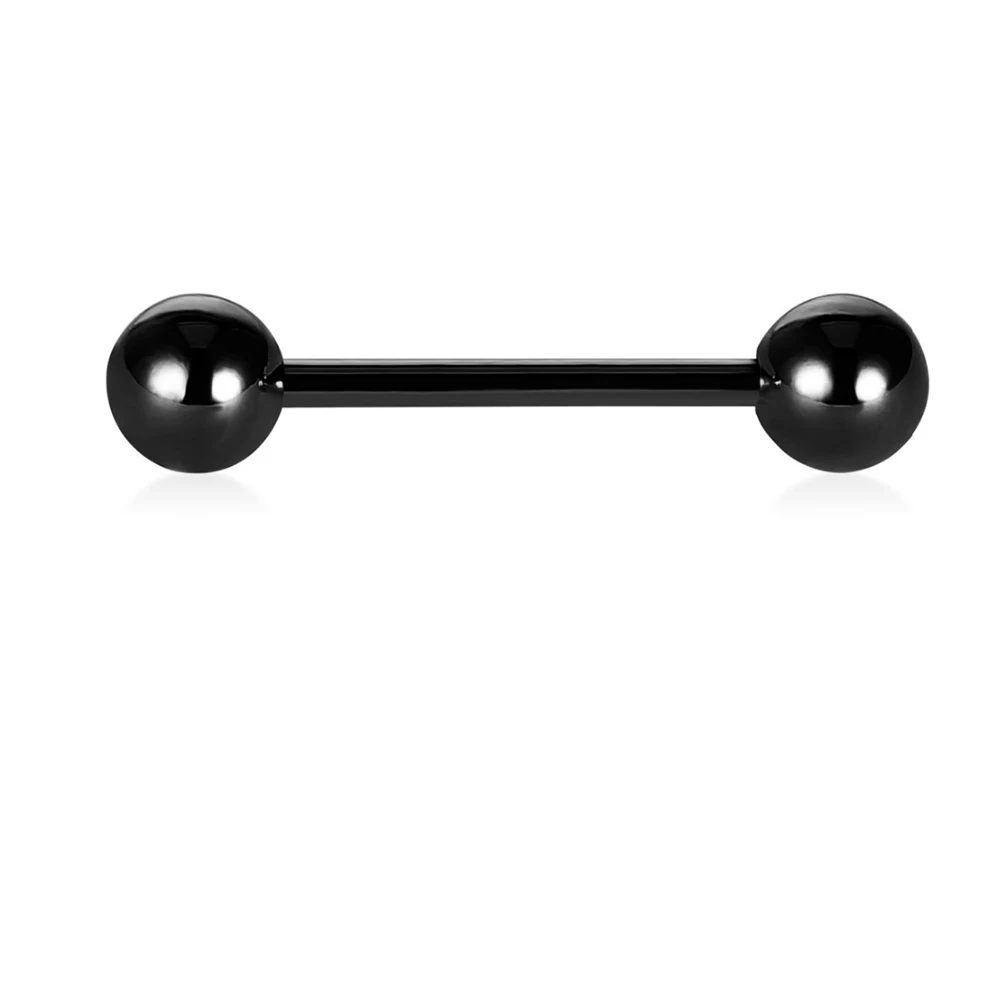 Black Color 1 шт., 1,6 мм, 14 г, кольцо в стиле панк для женщин и девушек, нержавеющая сталь, пирсинг языка, прямые штанги, шарики, цветные украшения для тела - Окраска металла: Black Color