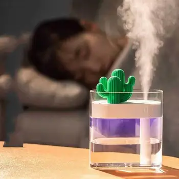 

Home decor Ultrasonic Air Humidifier Clear Cactus Color Light USB Essential Oil Car Purifier Aroma Diffusor Anion Mist Maker