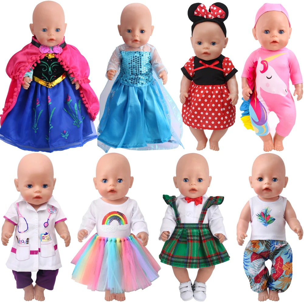 Ropa de muñecas americanas de 43 Cm para niños, uniformes escolares de Elsa, falda de unicornio y Reina, de 18 pulgadas juguetes para bebés, regalo para niñas, f41