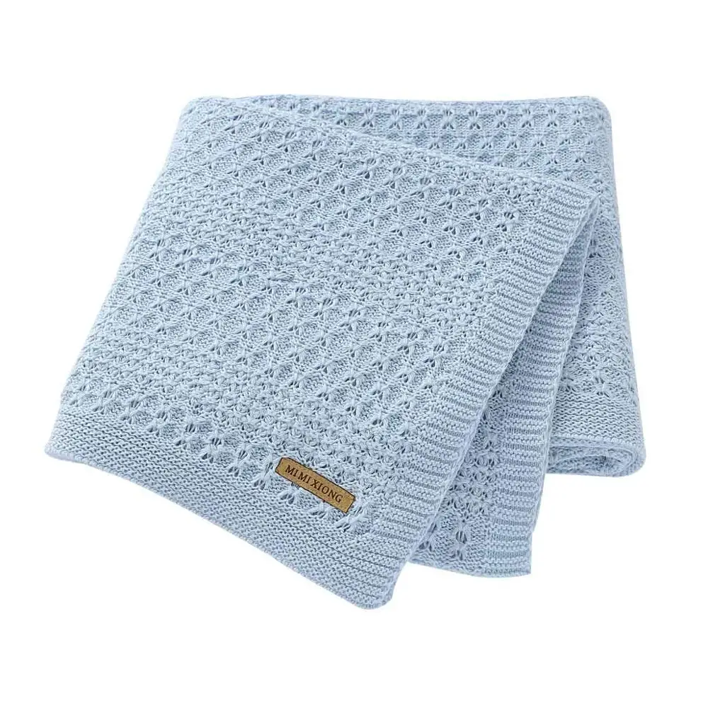Baby Blankets Newborn Boys Girls Stroller Bed Crib Blankets 100*80cm Solid Color Knitted Infant Kids Monthly Swaddle Wrap Quilts