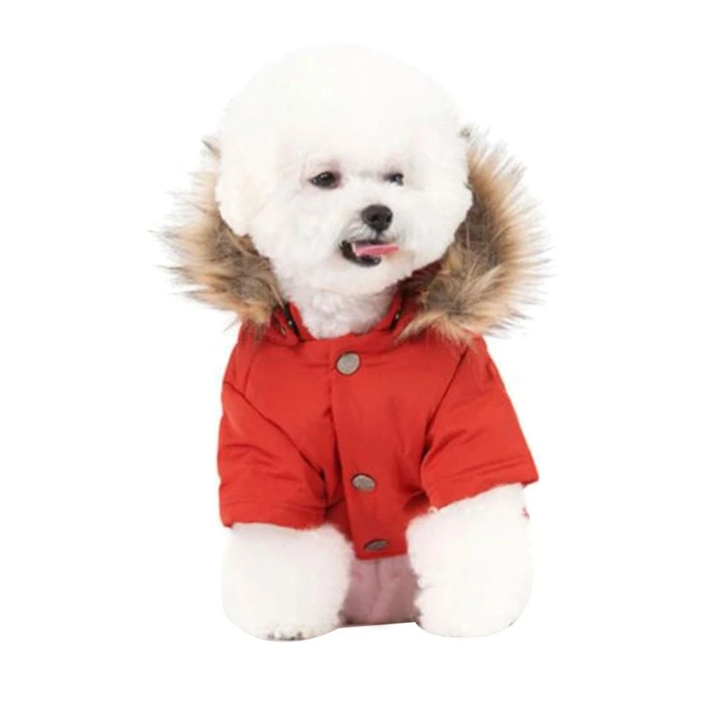 Кошка пес собачка пуховая куртка с капюшоном Одежда для животных теплая одежда для маленьких собак Зима
