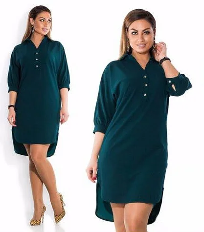 5XL 6XL модная женская одежда размера плюс, лето-осень, платье с отложным воротником и разрезом, синее сексуальное платье-рубашка большого размера