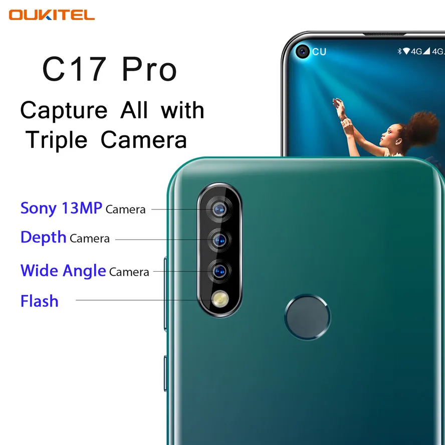 Глобальная версия Oukitel C17 Pro Android 9,0 Pie смартфон Face ID 6,3" экран 4 Гб 64 Гб MT6763 Восьмиядерный 4G LTE OTG Мобильный телефон