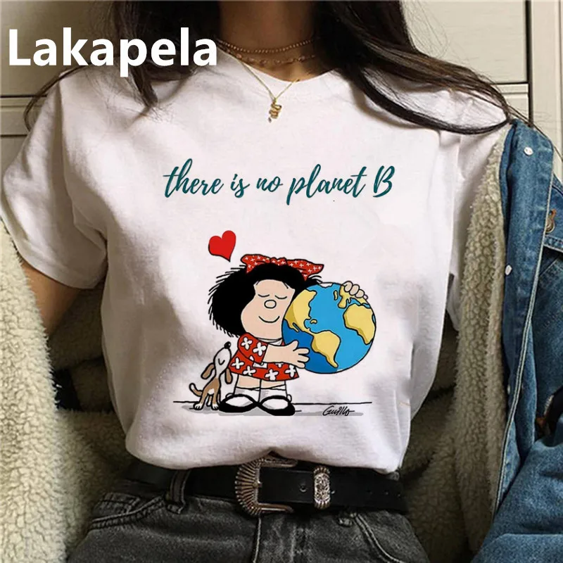 Женская футболка с рисунком из мультфильма PAZ Mafalda или QUIERO Cafe женские футболки
