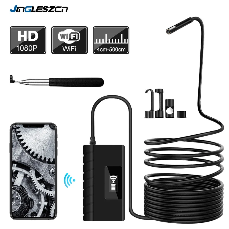 5.5mm Telescoping Wifi Endoscope Camera 1080P HD Semi-Rigid Snake Camera USB Endoscope Borescope IOS Endoscope For Iphone Tablet