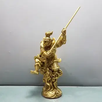

China Lucky China Seikos red bronze Monkey King Monkey King Statue Carving a statue of Sun Wukong holding a gold hoop stick